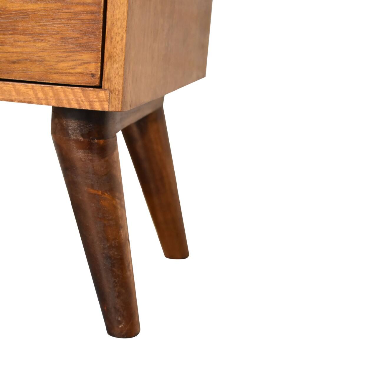 Alt View 4. Artisan Furniture - Artisan Furniture Solid Wood 4 Drawer Multi Chestnut Nightstand, Nordic legs, Dark Brown - Chestnut.