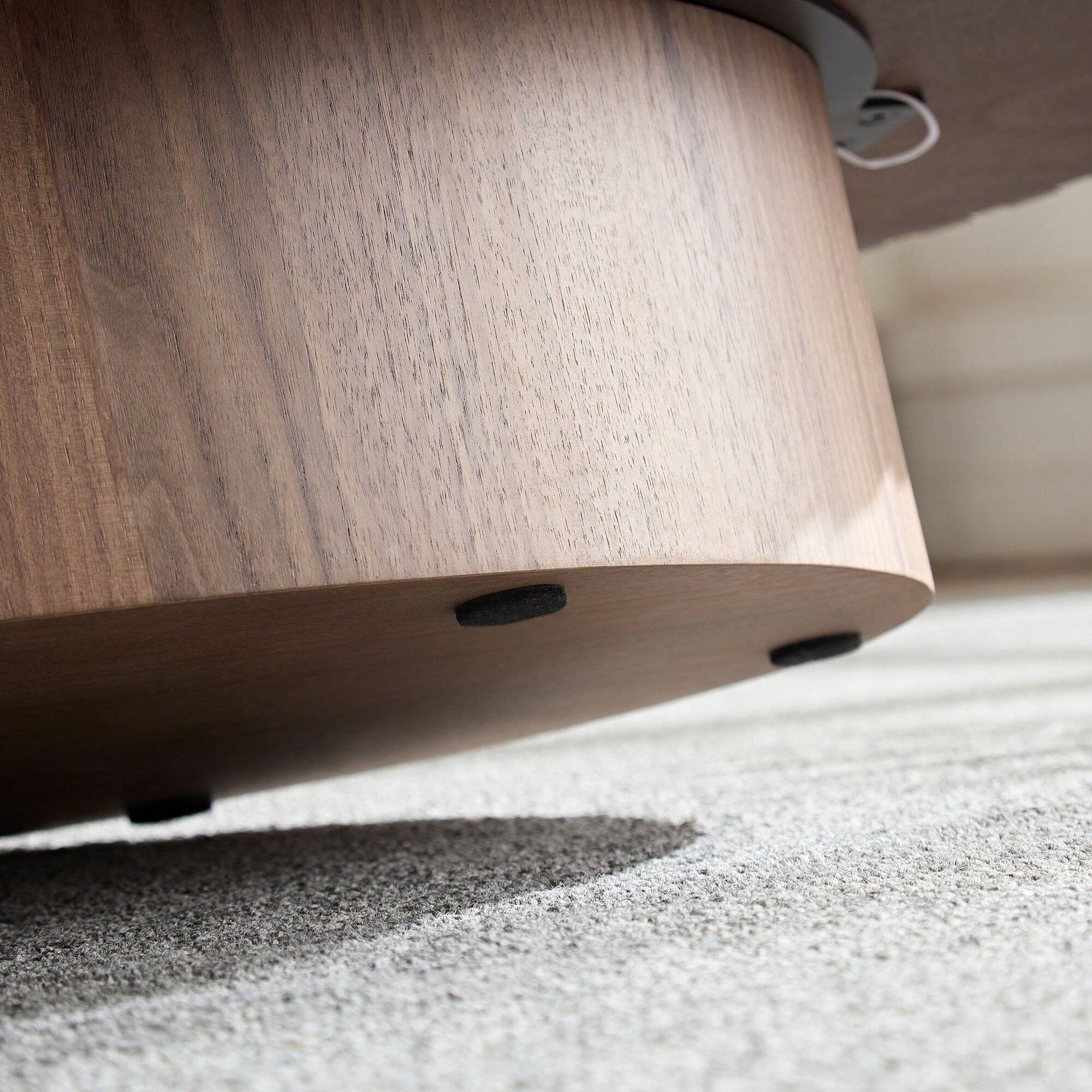 Alt View 5. Trinkets Crazed - Handcrafted Walnut Oval Coffee Table, Mid Century Modern Irregular Large 44 Inch Wood Drum Design - Walnut.