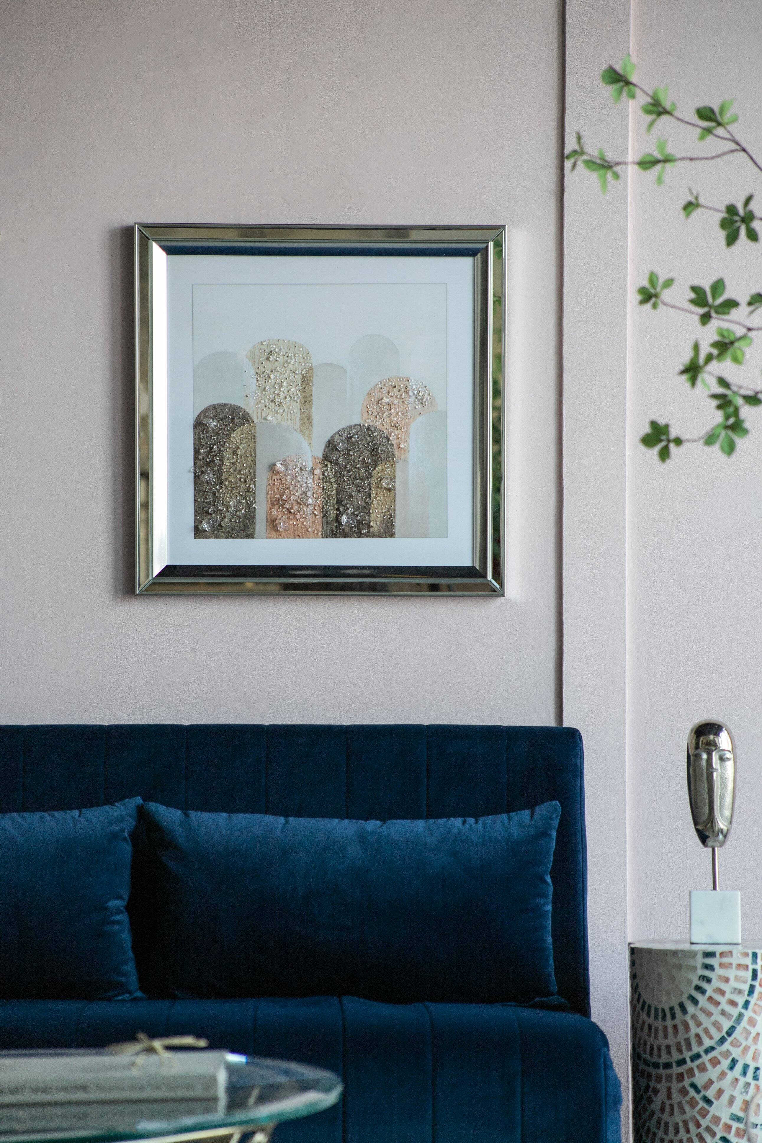 Alt View 1. APRILSOUL - Crystal Mirror Framed Wall Art Mellow Golden Tint Background - Brown.