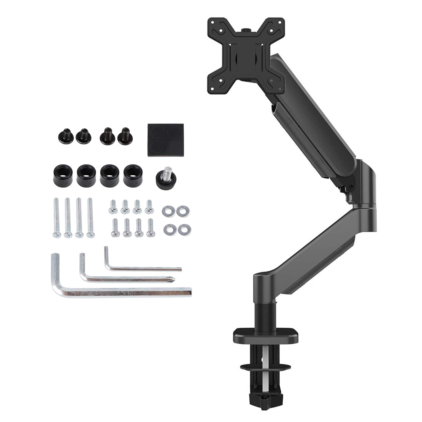 Topteng - Ergonomic Single Monitor Desk Mount–Gas Spring Full Motion Arm for 17-32" Screens,VESA 75/100mm,Reduces Neck&Eye Fatigue - Black