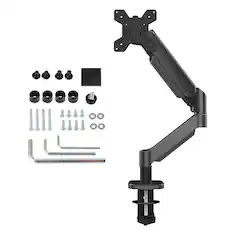 Front. Topteng - Ergonomic Single Monitor Desk Mount–Gas Spring Full Motion Arm for 17-32" Screens,VESA 75/100mm,Reduces Neck&Eye Fatigue - Black.