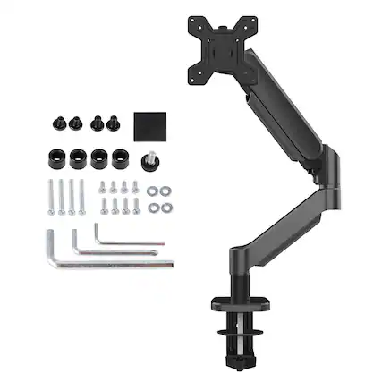 Front. Topteng - Ergonomic Single Monitor Desk Mount–Gas Spring Full Motion Arm for 17-32" Screens,VESA 75/100mm,Reduces Neck&Eye Fatigue - Black.