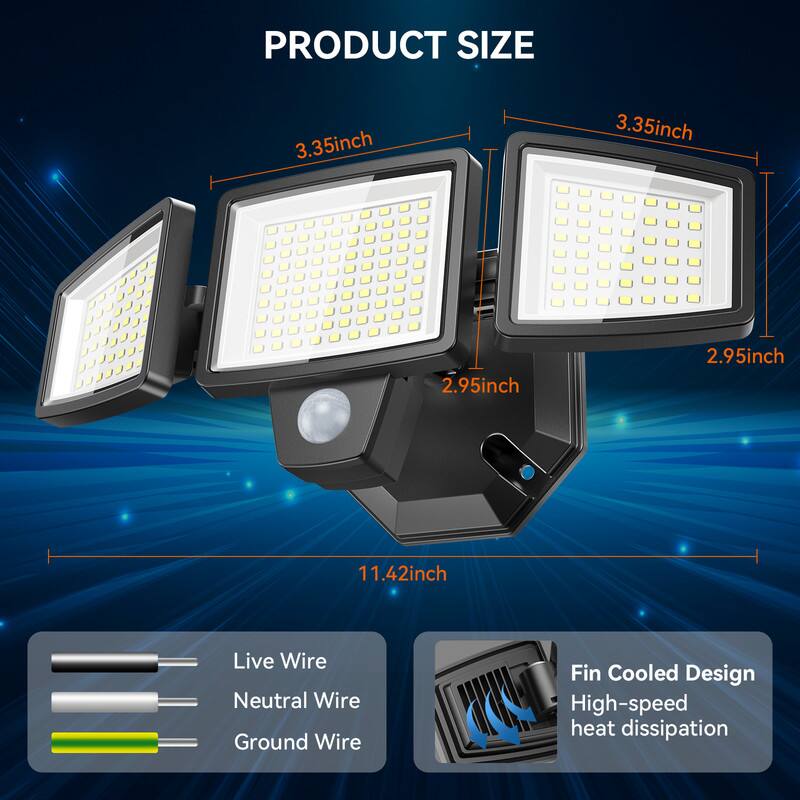 PRODUCT SIZE  
3.35 inch  
3.35 inch  
2.95 inch  
2.95 inch  
11.42 inch  

Live Wire  
Neutral Wire  
Ground Wire  

Fin Cooled Design  
High-speed heat dissipation