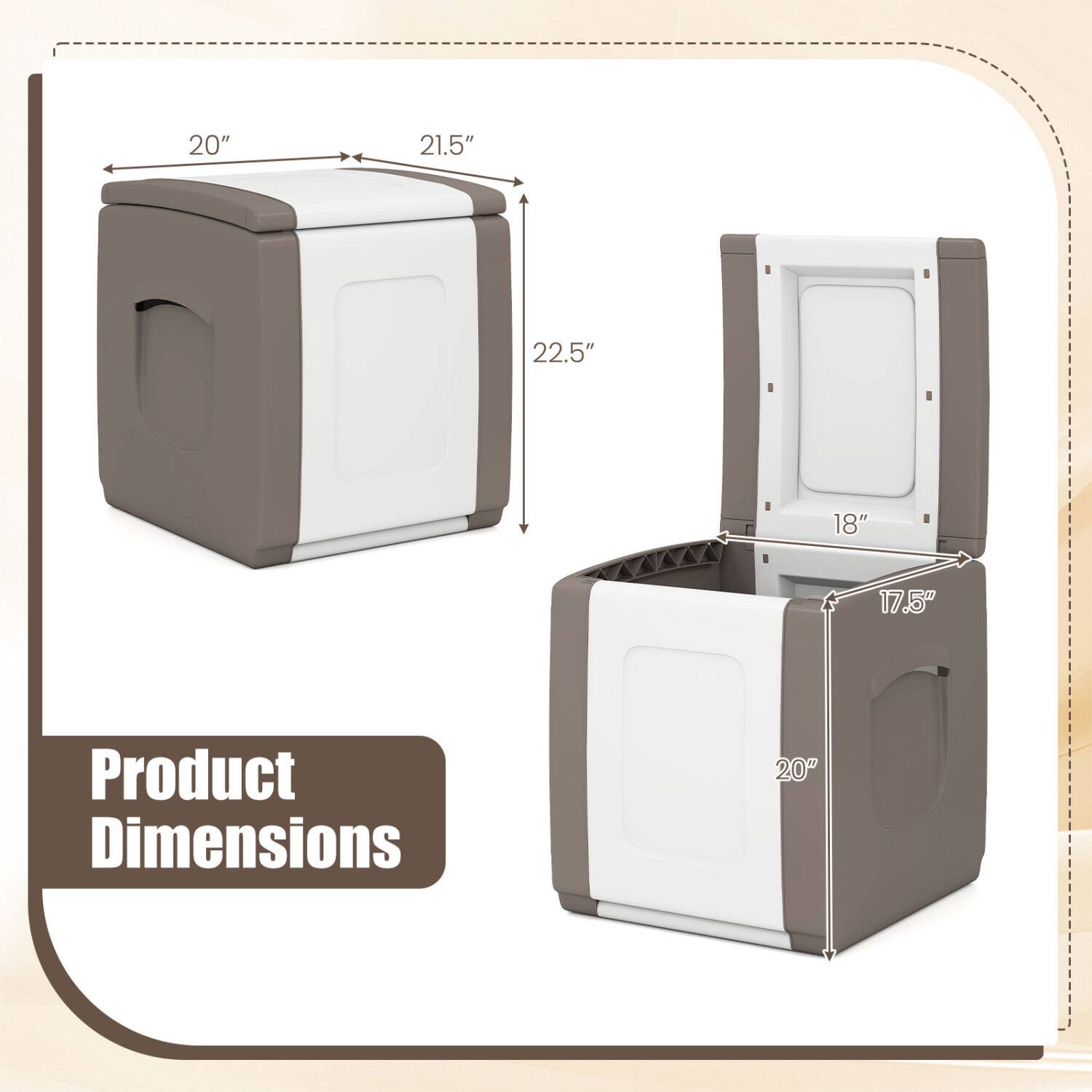 20"  
21.5"  
22.5"  
18"  
17.5"  

Product Dimensions