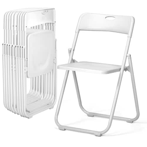 Winado - 10PCS Portable Folding Plastic Stackable Chairs with Backrest Lightweight for Indoor Outdoor Camping Wedding Party - White