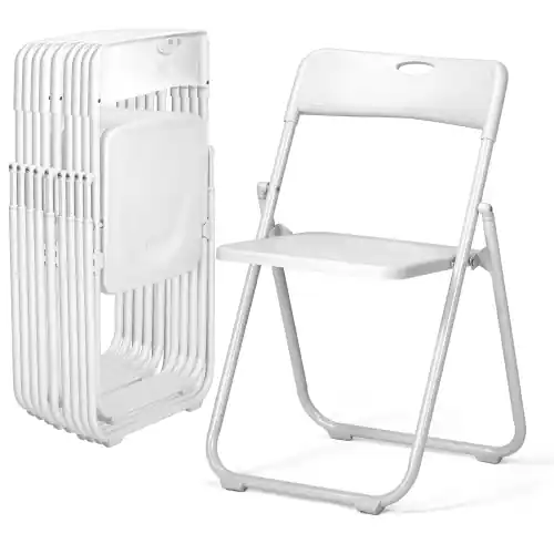 Front. Winado - 10 PCS Portable Folding Plastic Stackable Chairs for In/Outdoor Camping Wedding Party - White.
