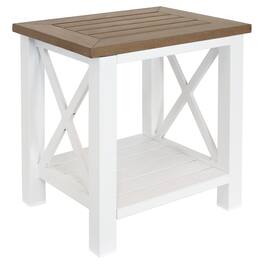 Sunnydaze - 17.25 in Polystyrene Corner Stool with Storage Shelf - Farmhouse - White