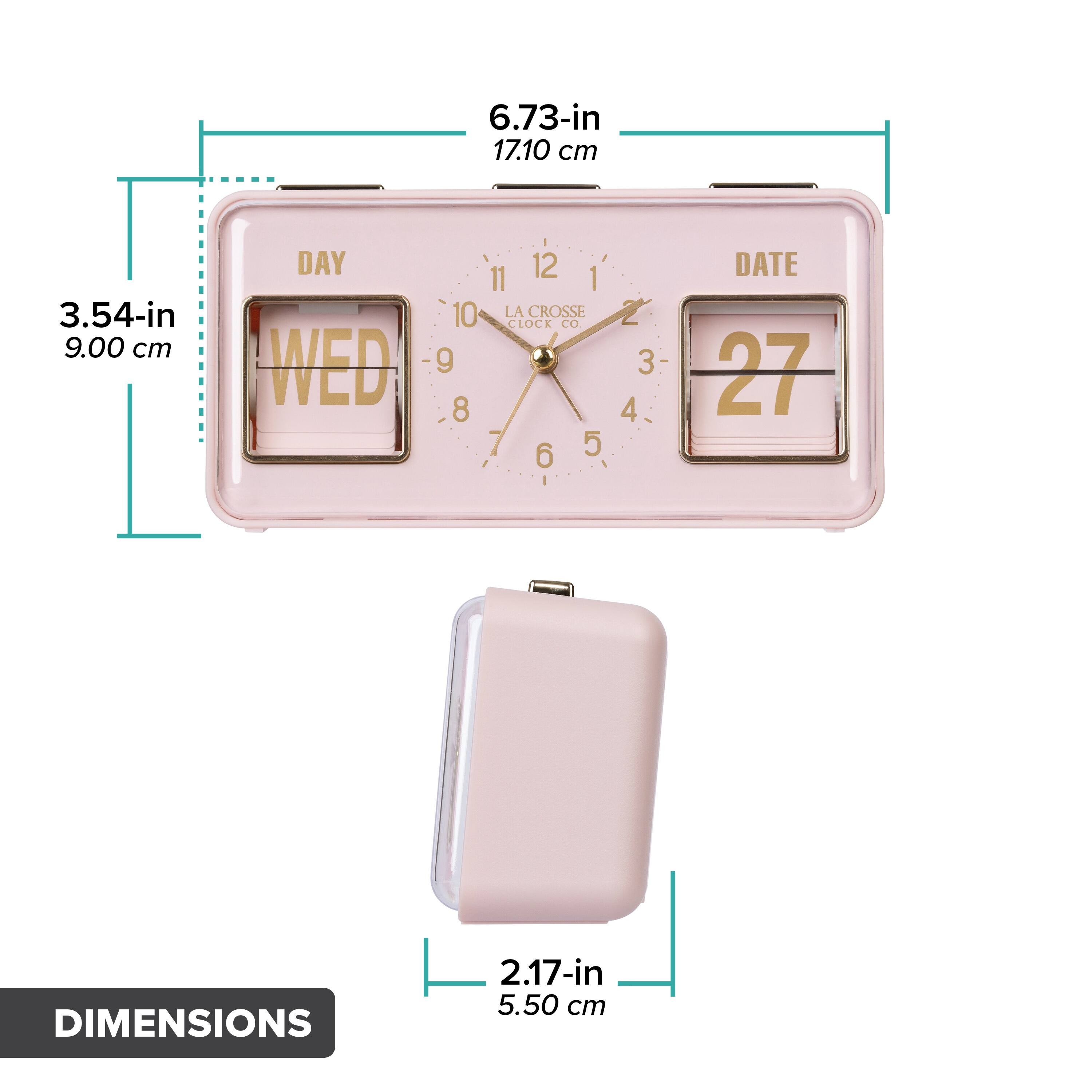 6.73-in 17.10 cm  
3.54-in 9.00 cm  
DAY WED  
10 g  
8 11 12 1  
LA CROSSE CLOCK CO  
7 6 5 2 3 4  
DATE 27  
DIMENSIONS 2.17-in 5.50 cm