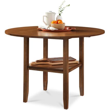Front. Best Choice Products - Best Choice Products 42" Round Drop Leaf Dining Table For 4, Solid Wood Expandable Table W/ Storage Shelf - Chestnut - Chestnut.