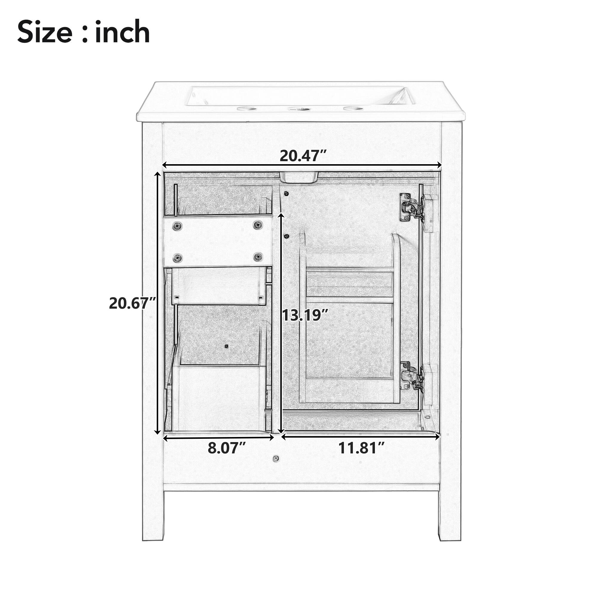 Size: inch  
20.47"  
20.67"  
13.19"  
8.07"  
11.81"