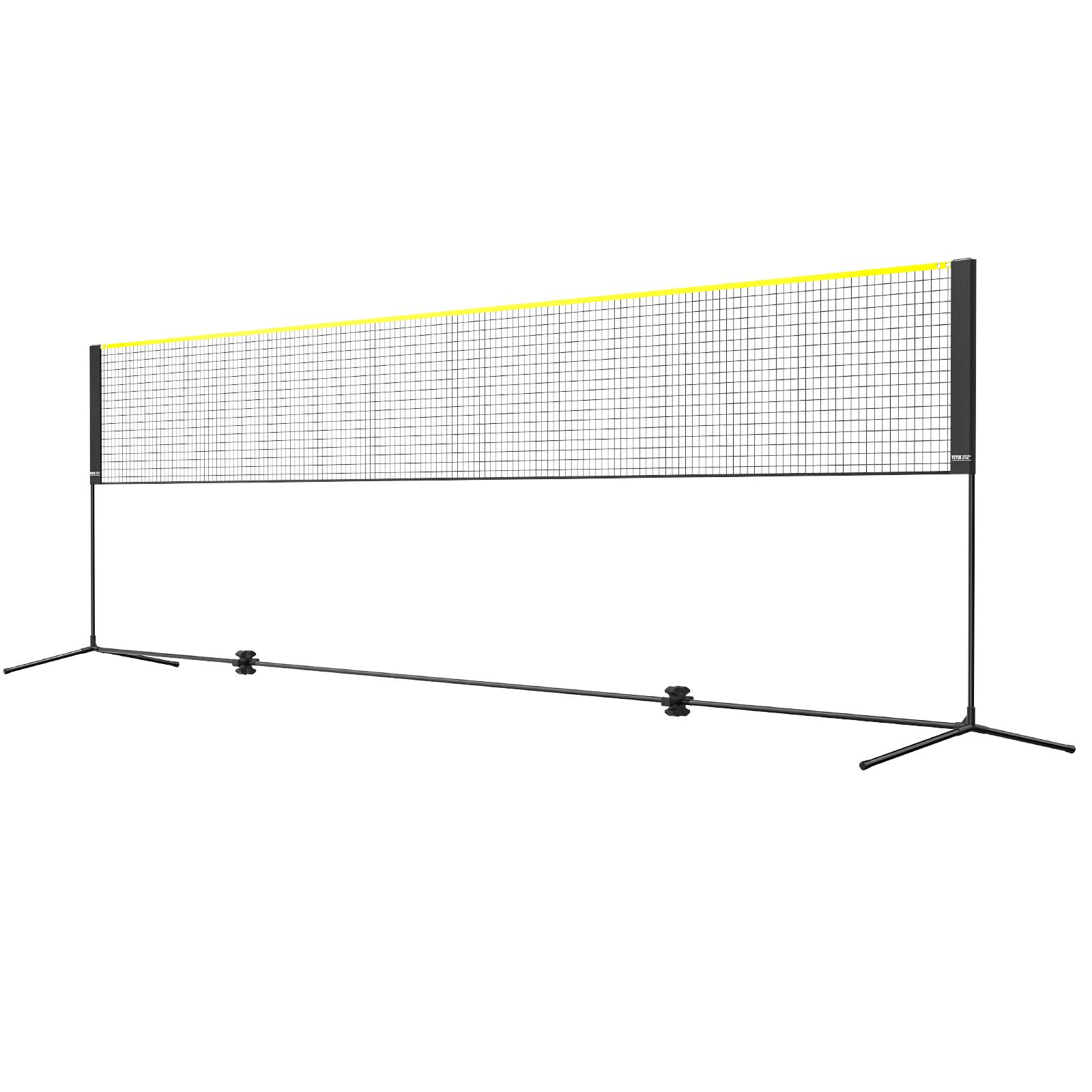 Alt View 5. VEVOR - Badminton Net, Height Adjustable Volleyball Net, 20ft Wide Foldable Pickleball Net, Portable Tennis Net Set with Poles - Black + yellow.