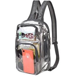 Pacoar Cade - Clear Backpack Stadium Approved With Breathable Shoulder Straps Sling Bag For Work Concert Festival - Gray