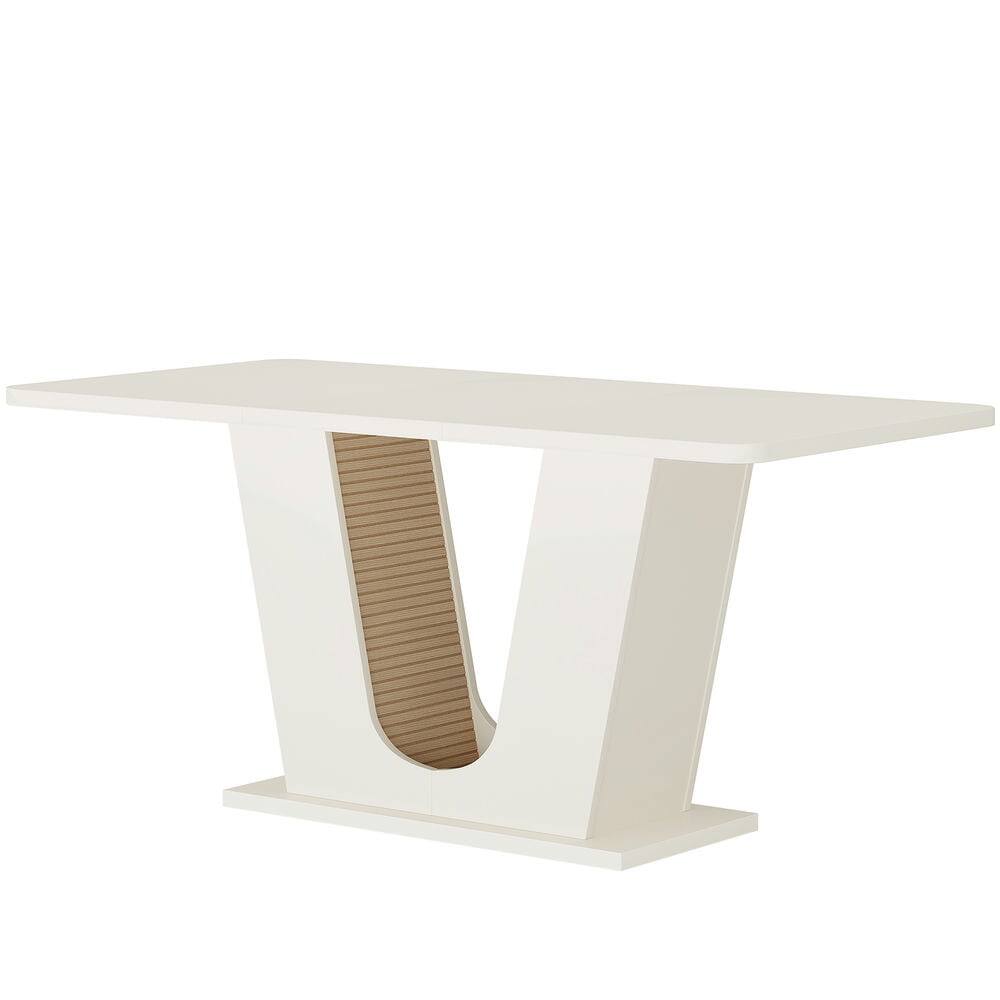 Alt View 1. Kadyn - Kadyn End Table,Dining Table, Living Room Table,55" Dining Table, Modern Kitchen Table With U-shaped Base,White - White.