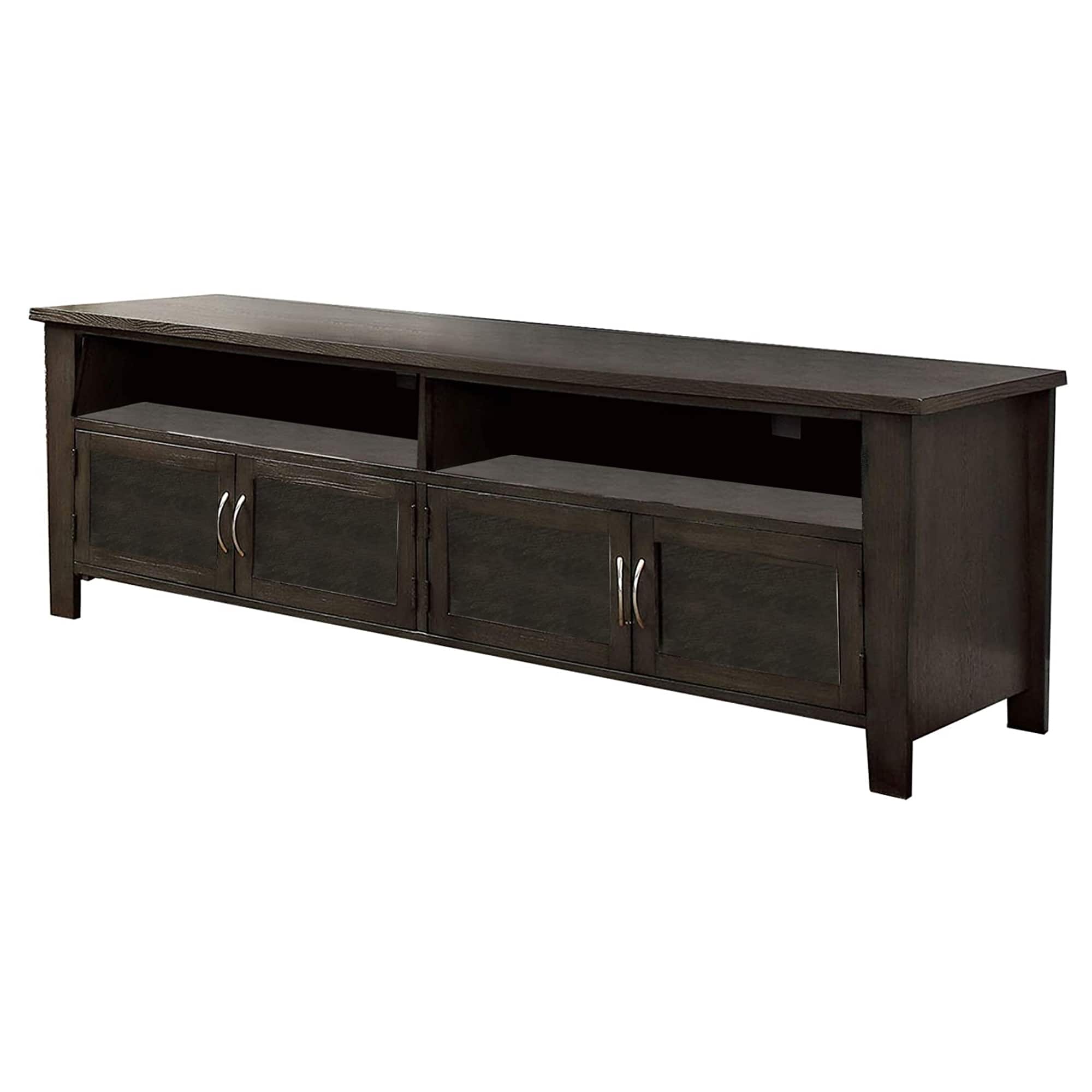 Manhattan Lane - 72" Wooden TV Stand With 2 Cabinets and 2 Open Shelves - Brown