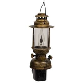 BreeBe - Distressed Finish Lantern Plug-In Nightlight w/1 W Flicker Bulb - Bronze
