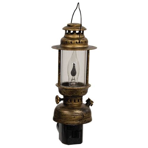 Front. BreeBe - Distressed Bronze Finish Lantern Plug-In Nightlight w/1 W Flicker Bulb - Bronze.