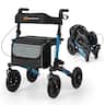 Costway - Walker for Seniors Folding Rollator Walker with 9" Pneumatic Tires for All Terrain - Blue