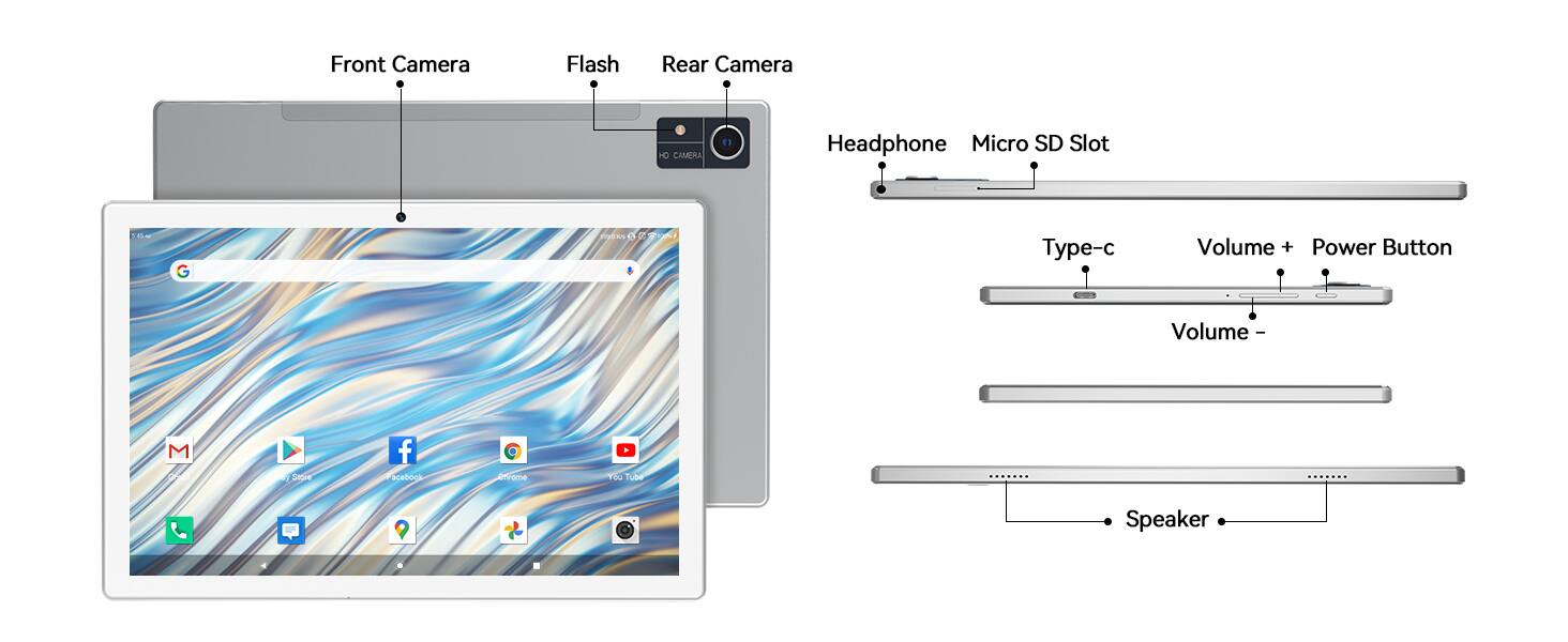 MEIZE Latest 2026 Android 14 Tablet, 128GB+24(8+16 Expand)GB/512GB