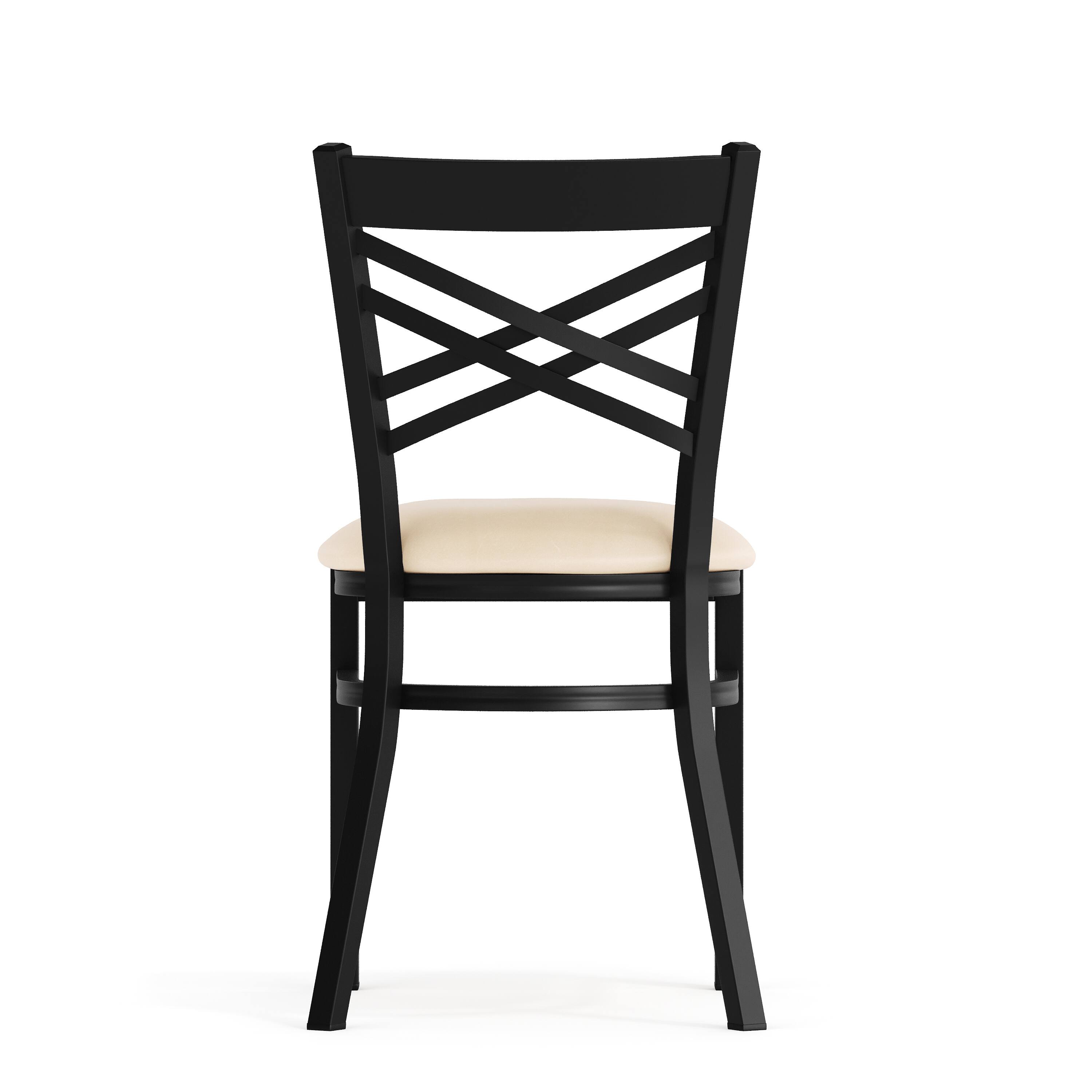 Alt View 7. Emma + Oliver - "X" Back Metal Restaurant Dining Chair - Tan Vinyl Seat/Black Metal Frame.