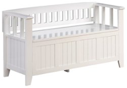 Simpli Home - Acadian Entryway Storage Bench With Backrest - White - Front_Zoom