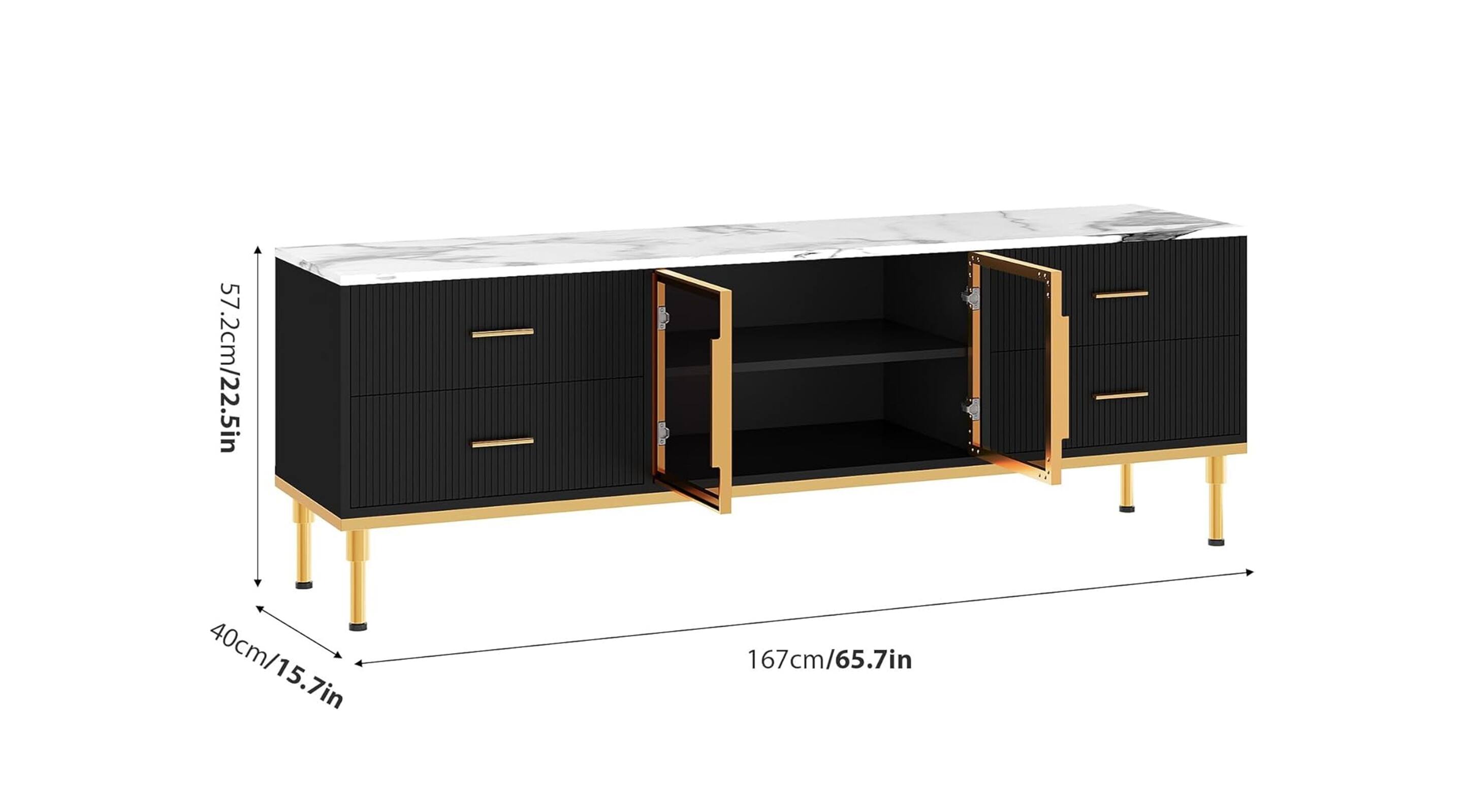 57.2cm/22.5in  
40cm/15.7in  
167cm/65.7in