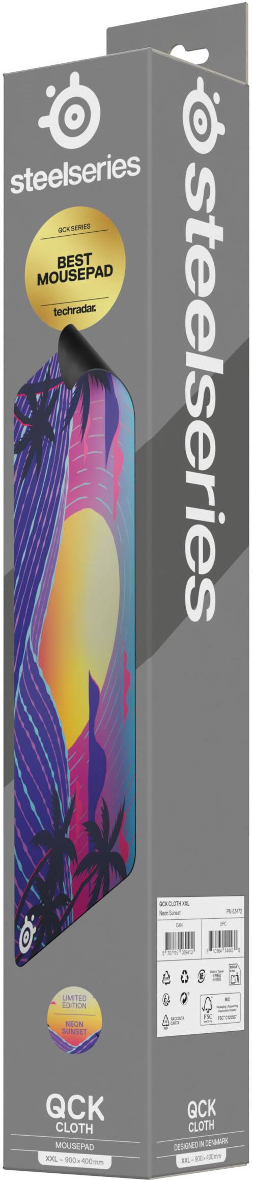 steelseries  
QCK SERIES BEST MOUSEPAD techradar.  
steelseries  
QCK CLOTH XXL Neon Sunset  
EAN 354 63472 UFC  
- rorms 069410  
10104  
O  
LIMITED EDITION NEON SUNSET  
CENTA  
FSC C120067  
QCK CLOTH MOUSEPAD XXL 900 - 400 1000  
QCK CLOTH DESIGNED IN DENMARK 900 - 400mm XXL