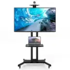 Front. Costway - Mobile TV Stand for Most 32"-85" LCD LED Flat Screen TVs up to 132 lbs w/ Top Tray - Black.