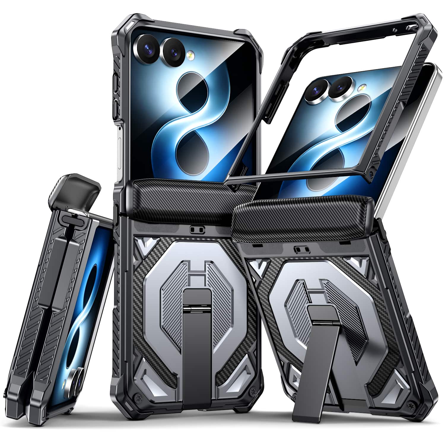 Dteck - Heavy Duty Rugged Magnetic Case For Samsung Galaxy Z Flip8, Foldable Kickstand Shockproof Hinge Protection Cover - Gray price history on PriceWatchPro