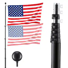 VEVOR - Flag Pole, 30ft Heavy Duty Telescopic Flagpole Kit for Outside House In Ground,Extra Thick Outdoor Aluminum Flagpole Kit - Black