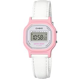 Casio - Women's Classic Digital Watch with Pink Leather Band - LA-11WL-4A - White