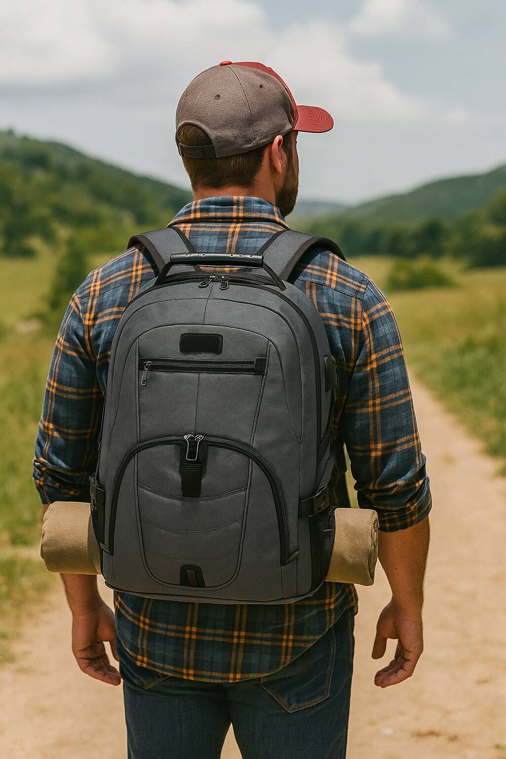 Alt View 19. SaharaCase - Water Resistant Backpack with USB Charging port and fits up to 17.3" laptop - Gray.