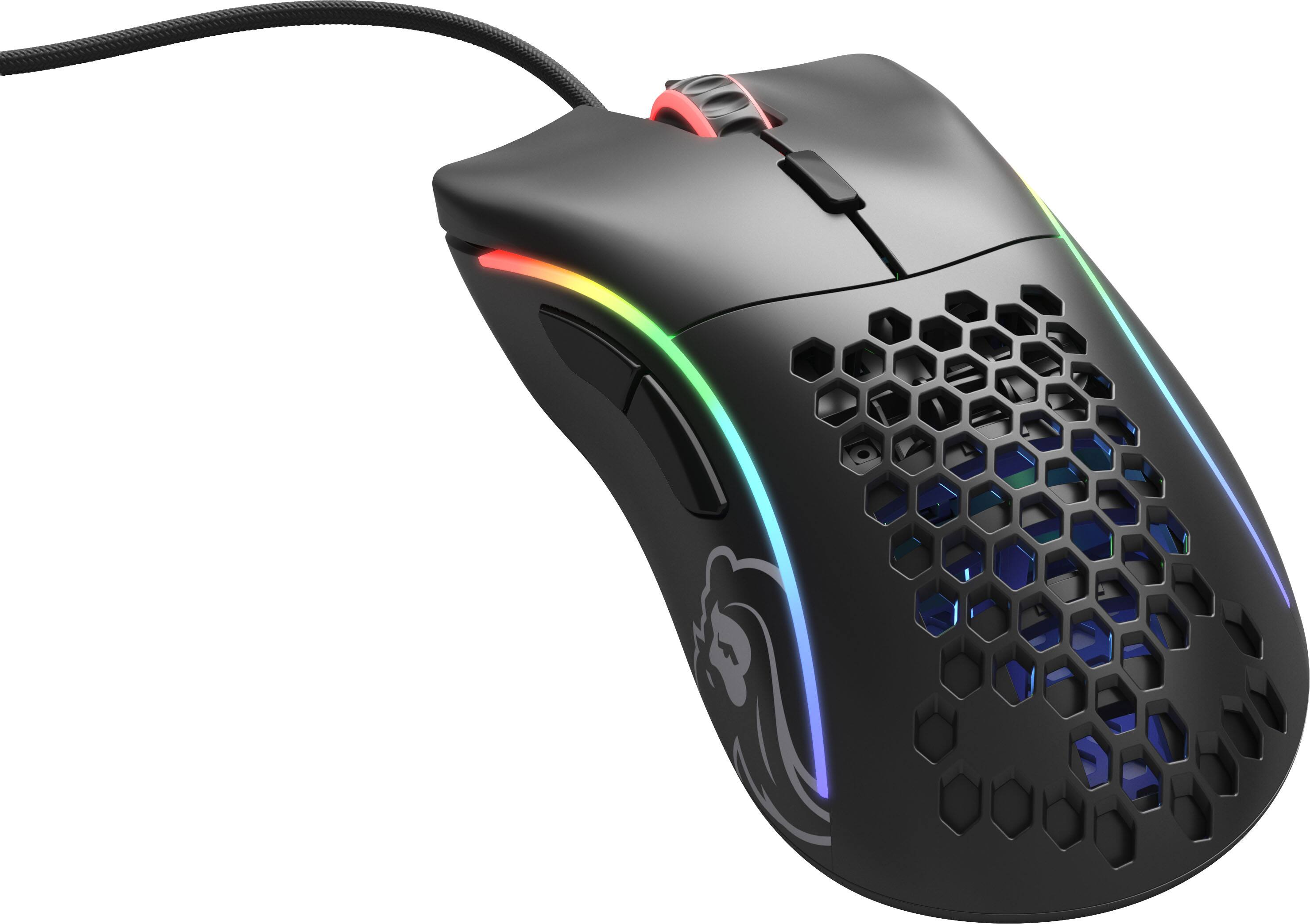 Left. Glorious - Model D Lightweight Wired Optical Gaming Mouse with Customizable RGB - Black.