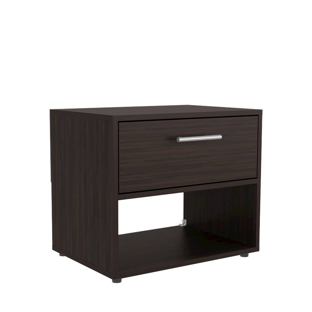 Front. TuHome - Alpine Nightstand Dark Walnut MDF - Brown.