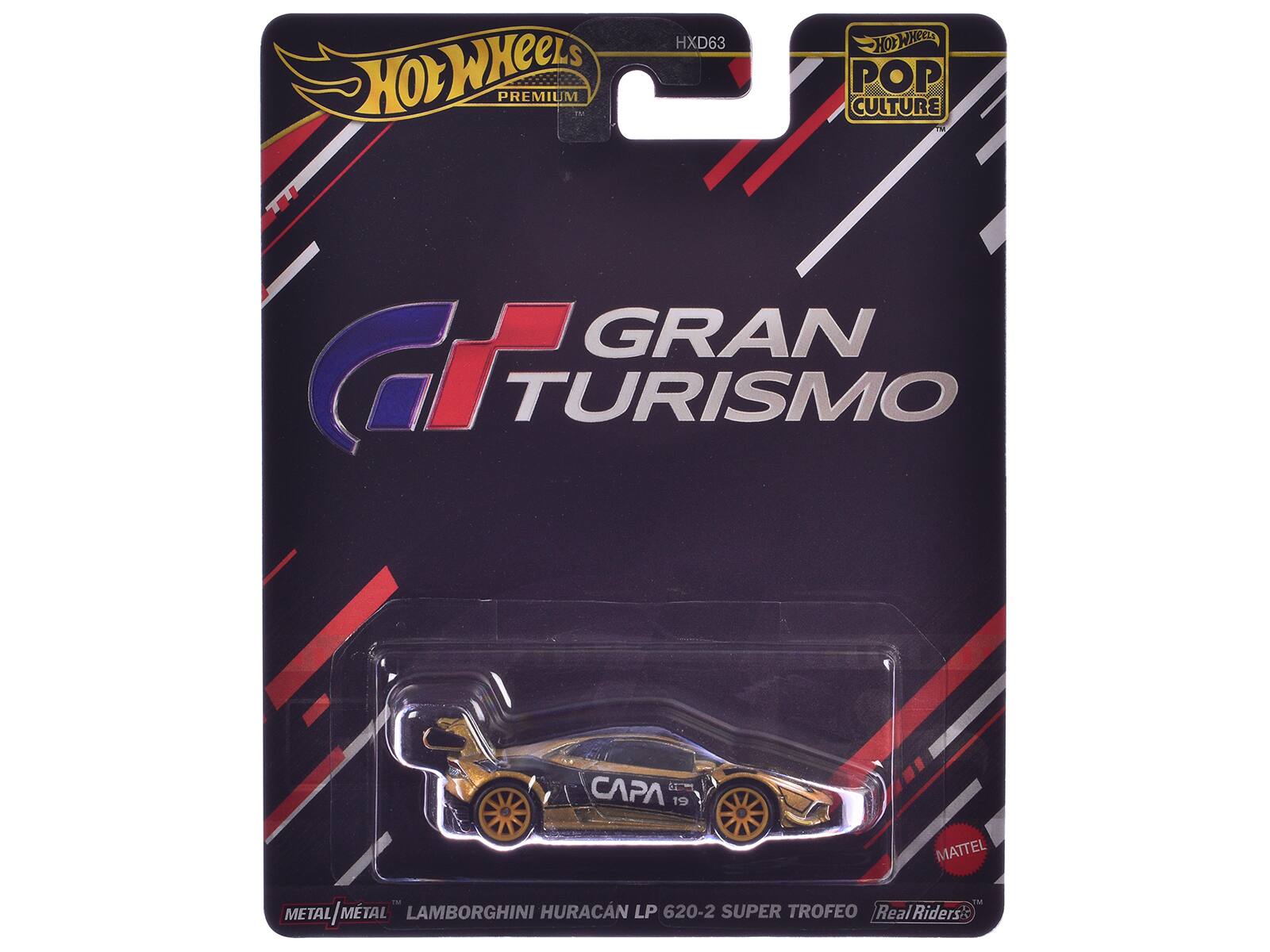 Hot Wheels Premium HXD63 Hot Wheels POP Culture Gran Turismo Capa 19 Mattel - TM Metal/Metal Lamborghini Huracán LP 620-2 Super Trofeo Real Riders