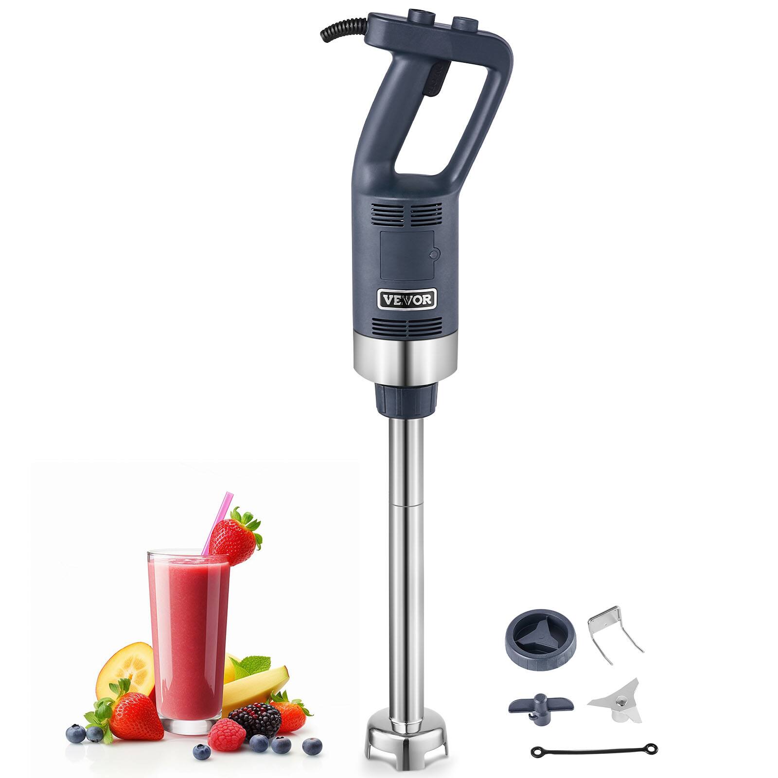 Front. VEVOR - Commercial Immersion Blender,500W Heavy Duty Hand Mixer,16 inch Stepless Variable Speed Mixer with Stainless Steel Blade - Dark blue.