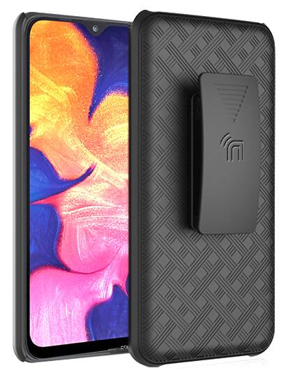 Alt View 8. Nakedcellphone - Case with Stand and Belt Clip Holster for Samsung Galaxy A10e - Black.