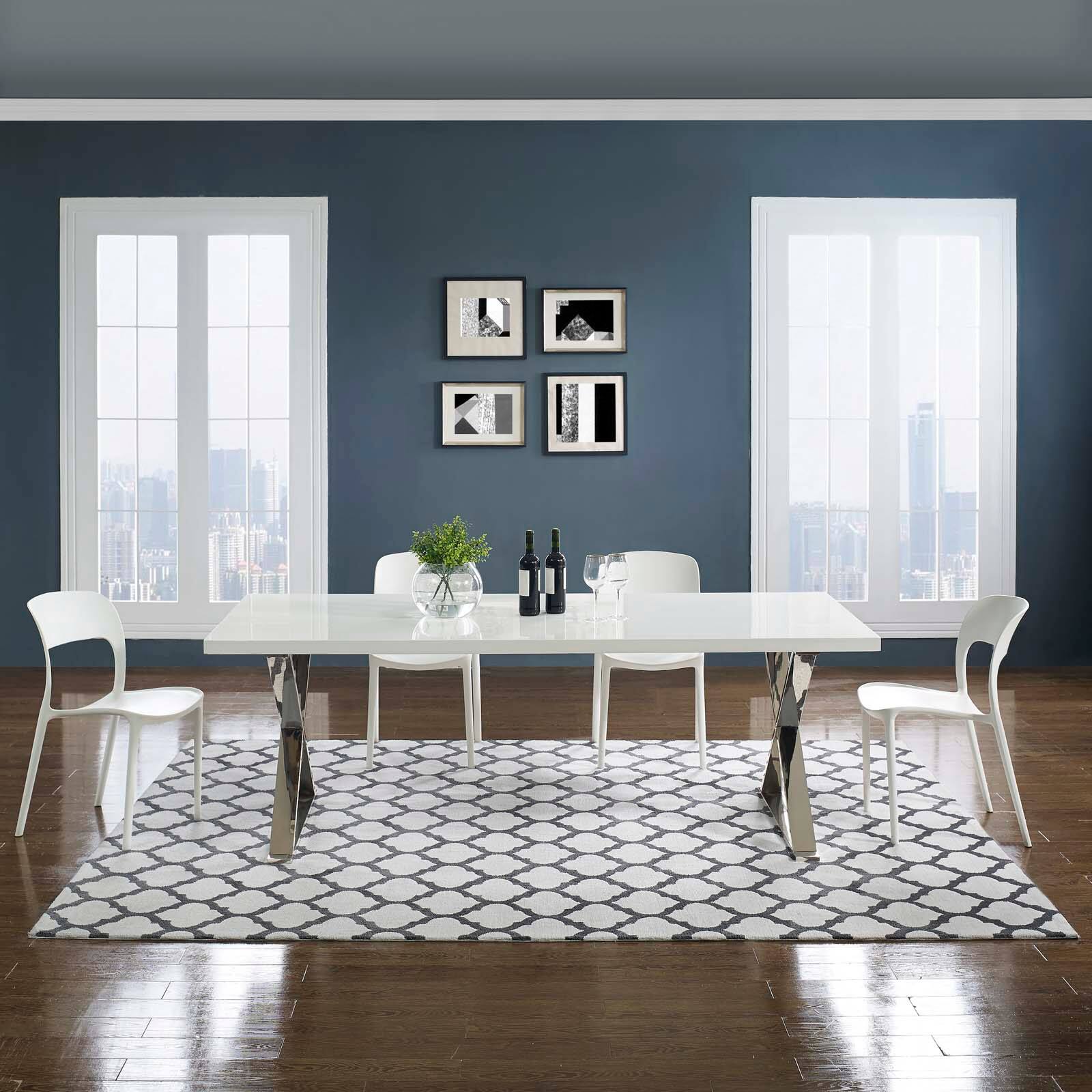 Modway - Lida Moroccan Trellis Area Rug - Ivory and Charcoal