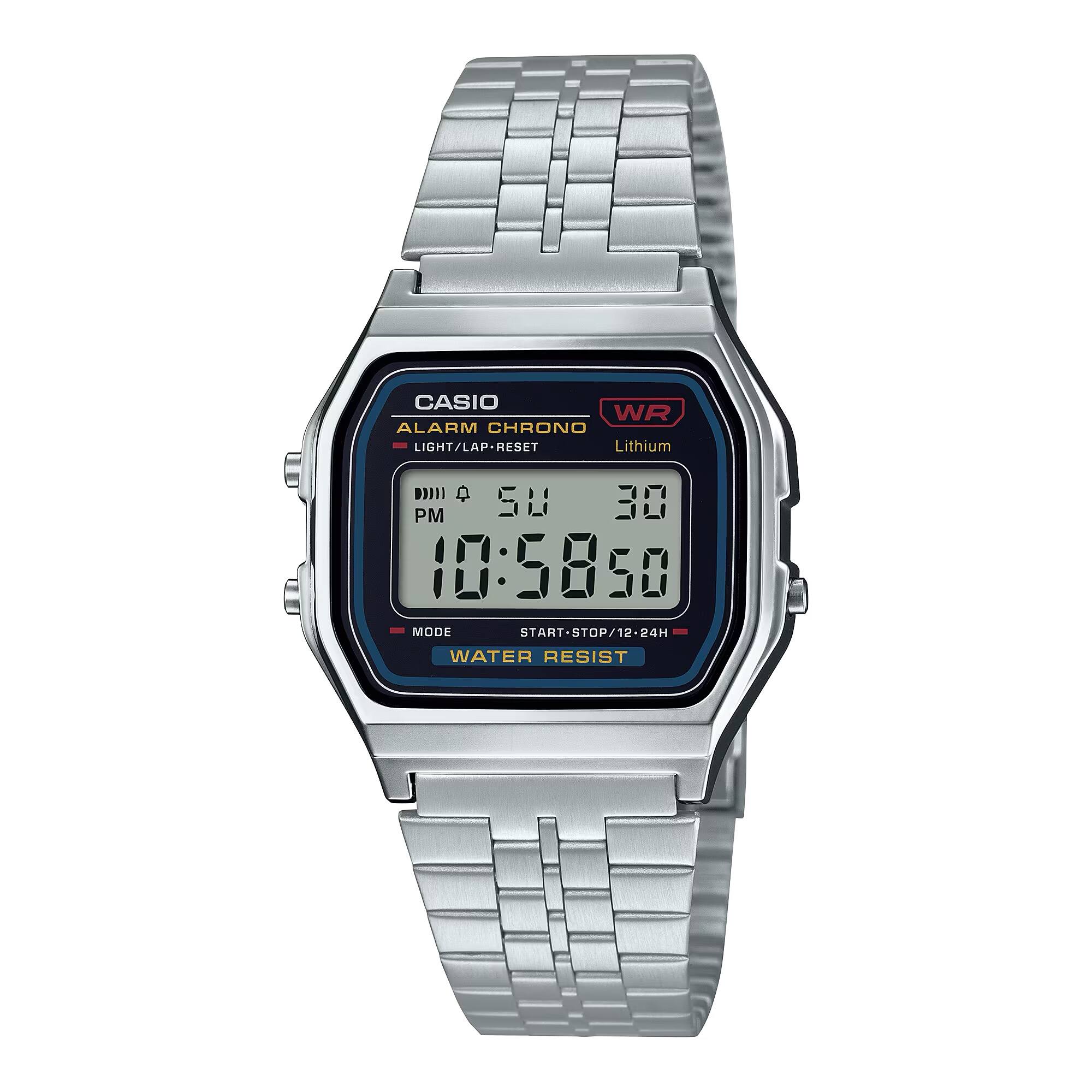 CASIO  
ALARM CHRONO  
LIGHT/LAP-RESET  
WR  
Lithium  
10:58:50  
PM  
30  
MODE  
START-STOP/12-24H  
WATER RESIST