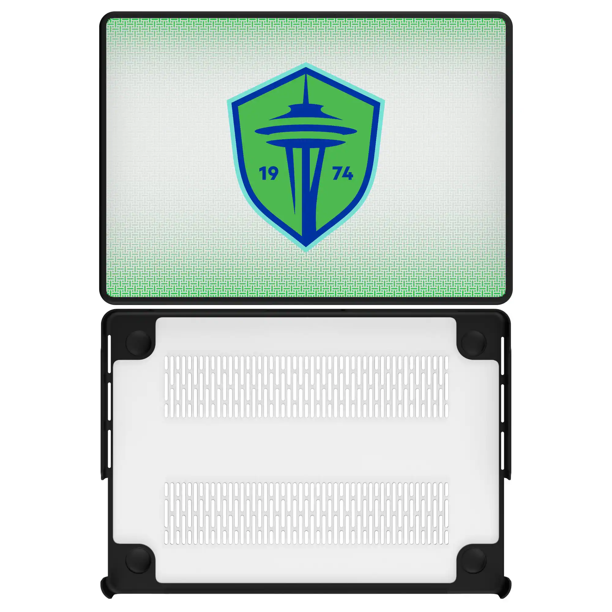 Front. Keyscaper - Seattle Sounders FC Linen MacBook Case - Pro 14 in - Multicolor.