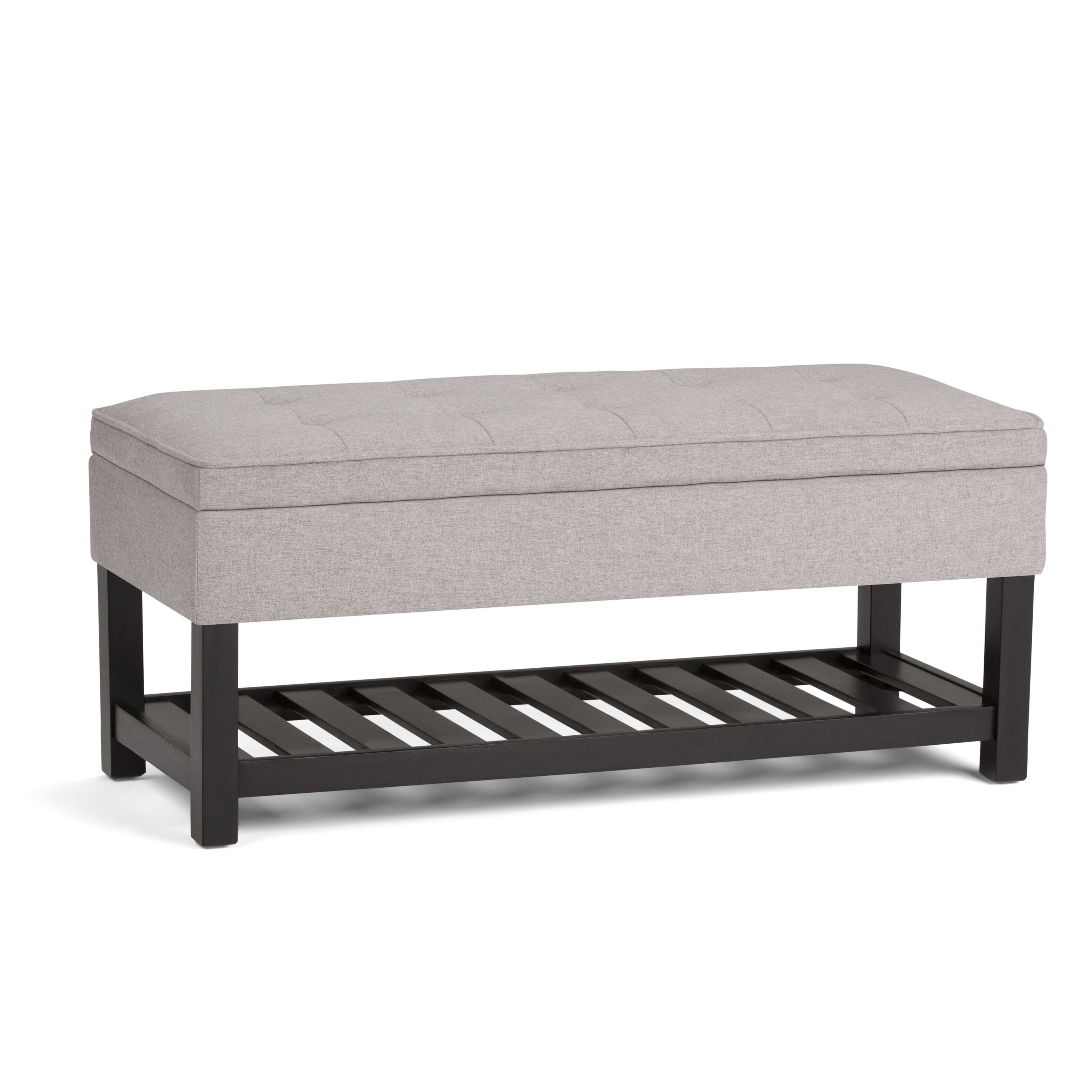 Front Zoom. Simpli Home - Cosmopolitan Storage Ottoman Bench with Open Bottom - Cloud Grey.