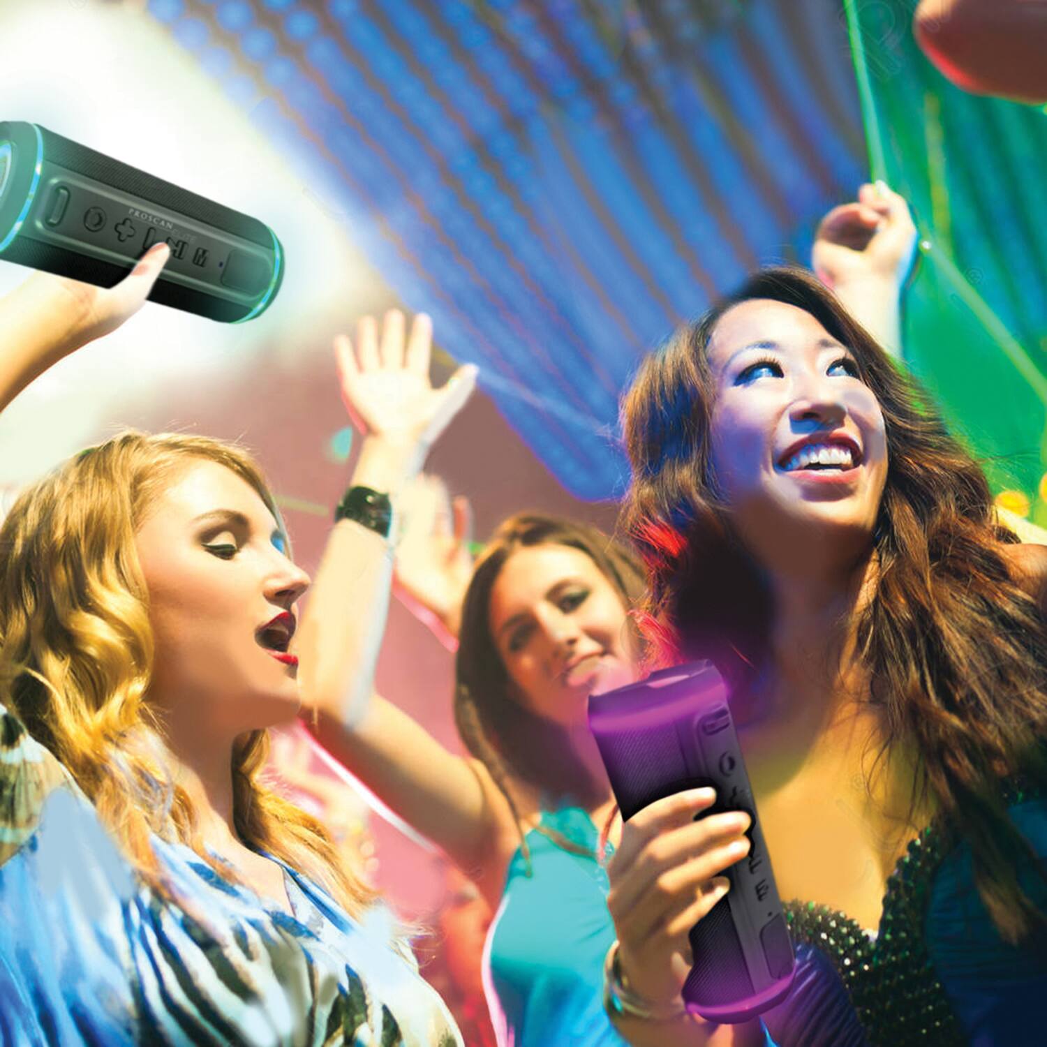 Alt View 5. Proscan - Elite Portable Light-up Waterproof Bluetooth Speaker with 360° Sound, FM Radio, PESP1708 - Black.