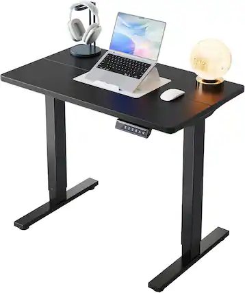 Front. HUANUO - Electric Standing Desk, 32 Inch Height Adjustable Sit Stand Desk with 4 Memory Presets, Steel Frame for Home Office - Black.