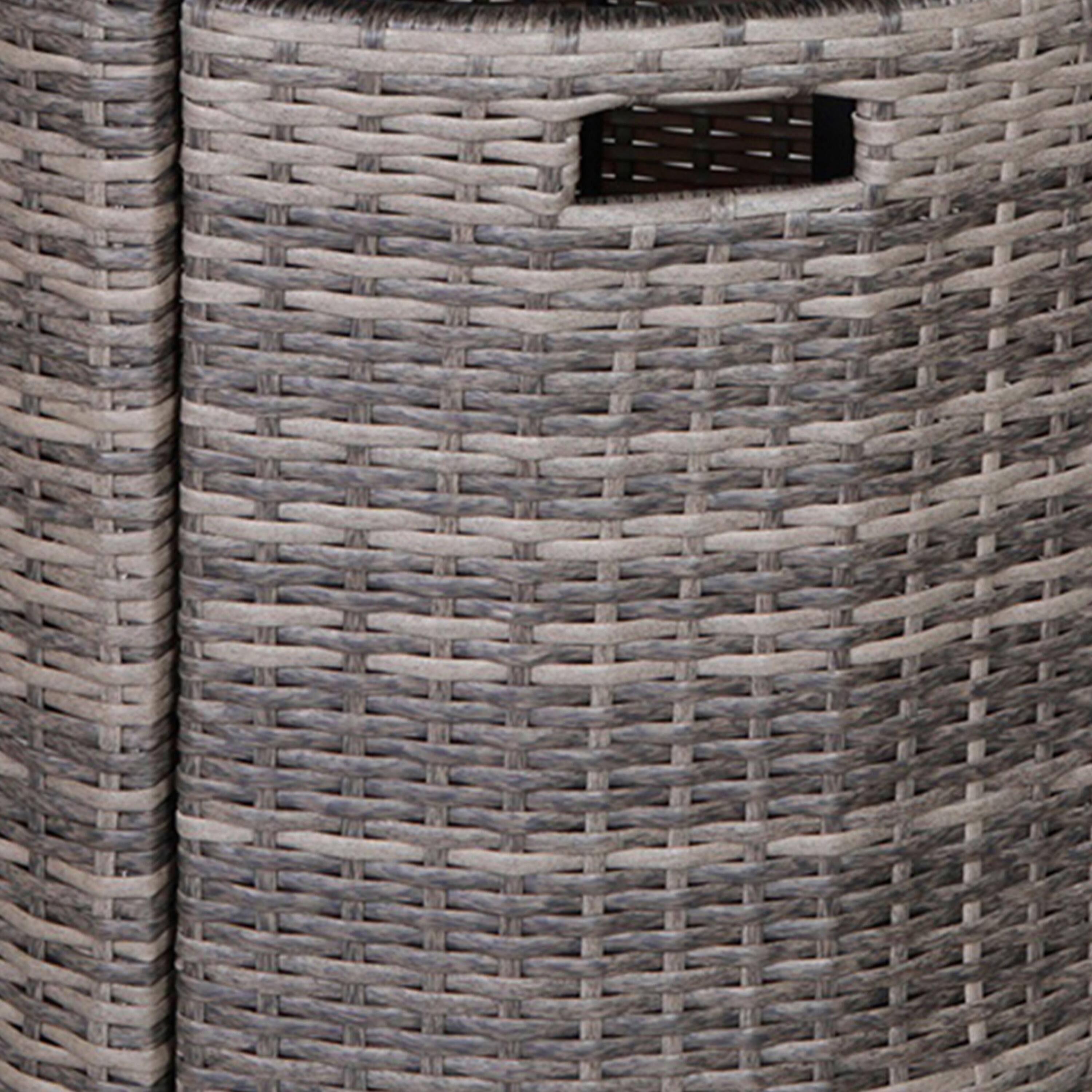 Back. Mondawe - 25" H x 32" W Aluminum Outdoor Fire Pit Table with Lid - Gray.