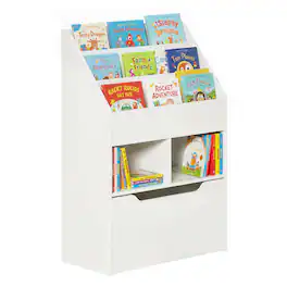 Homcom - Kids Bookcase Multi-Shelf Book Rack with Mobile Drawer for Books - White