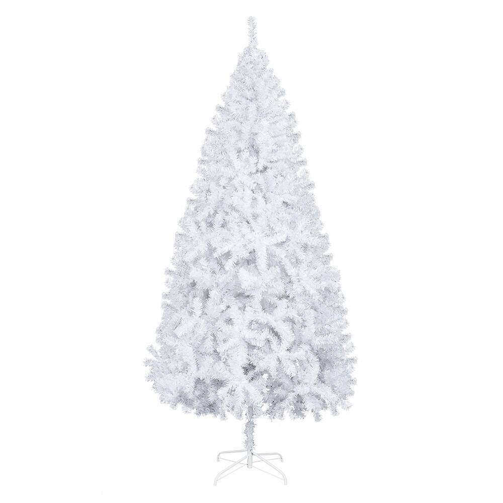 Spaco - 7ft White PVC Christmas Tree with 950 Branch Tips and Sturdy Iron Stand - Black
