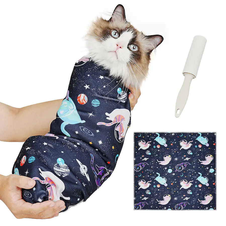 Supet Cat Wrap for Cutting Nails, 2025 Self Adherent Cat Grooming Wrap ...