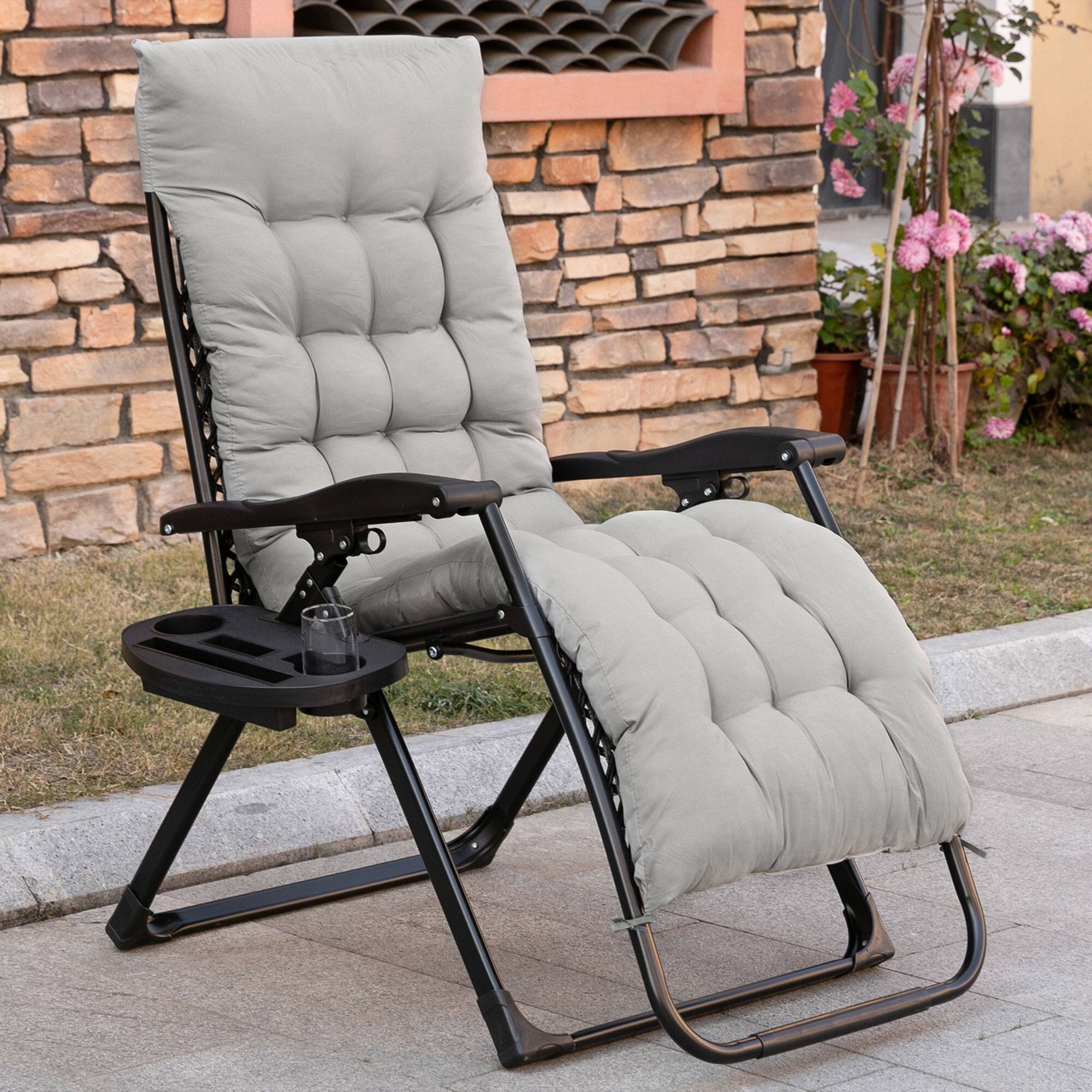 Alt View 1. APRILSOUL - Outsunny Zero Gravity Chair Folding Reclining Lounge Chair with Padded Cushion Gray - Gray.