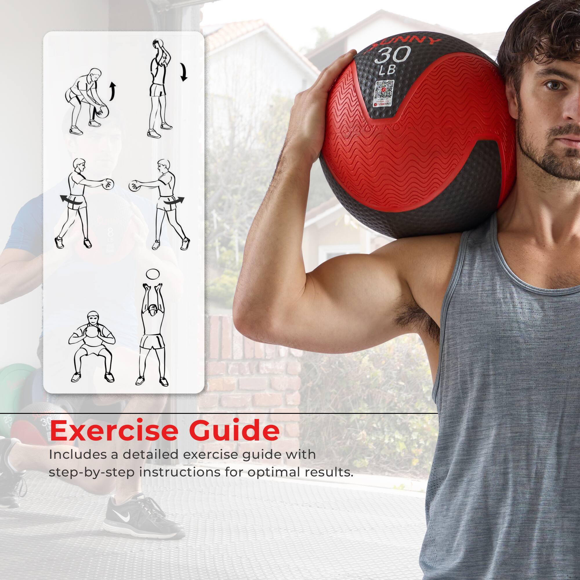 JUNNY 30 LB LB Exercise Guide  
Includes a detailed exercise guide with step-by-step instructions for optimal results.