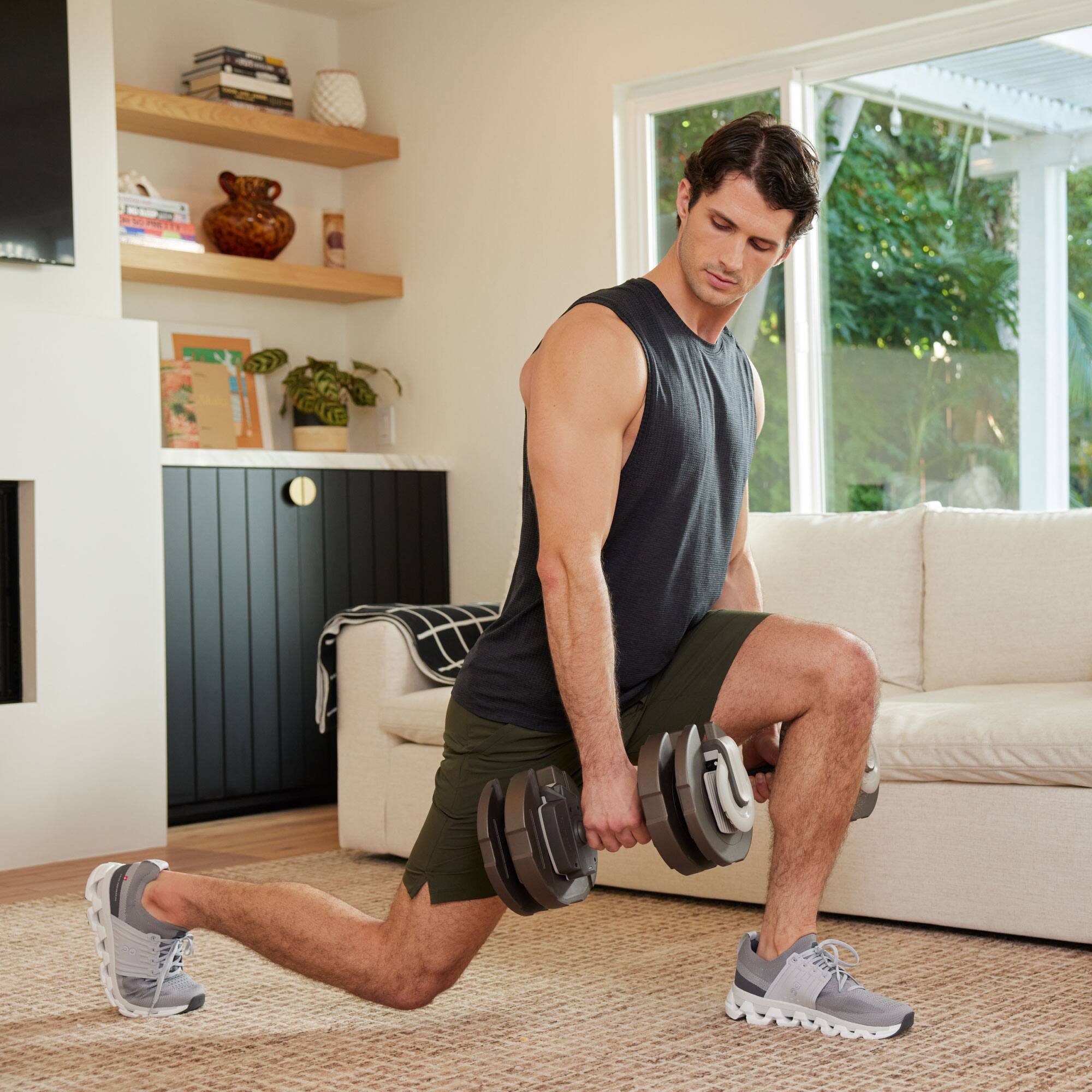 Alt View 15. Centr - Smart Stack 50 Adjustable Dumbbell Pair - Beige.