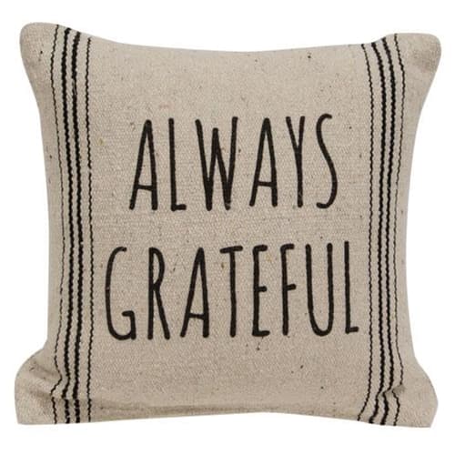 BreeBe - Always Grateful Striped Natural Pillow - Ivory, Black